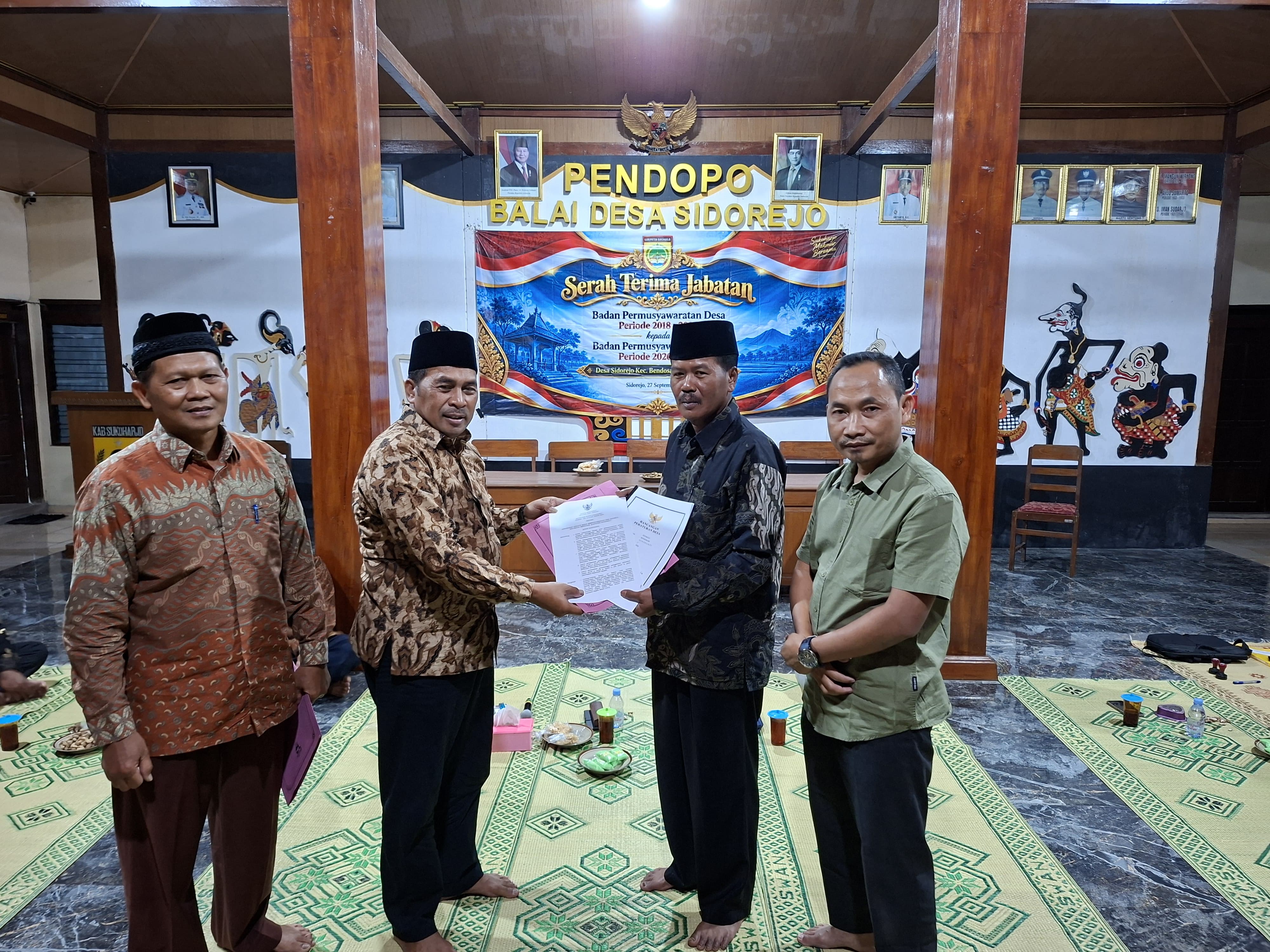 Seremonial Serah Terima Jabatan Anggota Badan Permusyawaratan Desa (BPD) Desa Sidorejo Periode 2018-2026 kepada Anggota BPD Periode 2026-2034